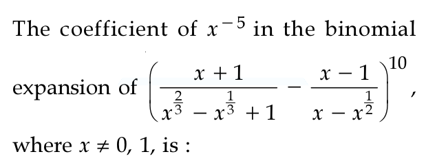 the-coefficient-of-x-5-in-the-binomial-expansion-of-x-1-x